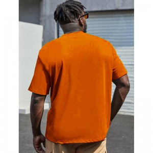 Foreign trade men’s T-shirt, summer short-sleeved solid color loose T-shirt