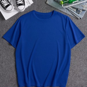 Foreign trade men’s T-shirt, summer short-sleeved solid color loose T-shirt