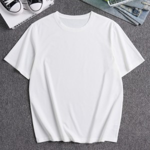 Foreign trade men’s T-shirt, summer short-sleeved solid color loose T-shirt